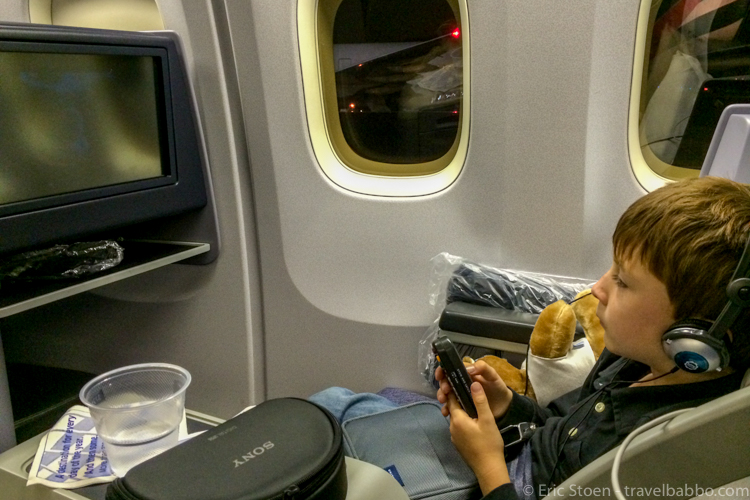Flying with kids - An upgrade from Buenos Aires to Houston made for a much more comfortable flight! 
