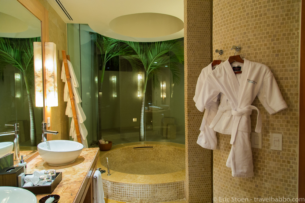 Kid-friendly hotels - Three kid-sized robes waiting for us at the Rosewood Mayakoba, in perfect lengths for my kids.