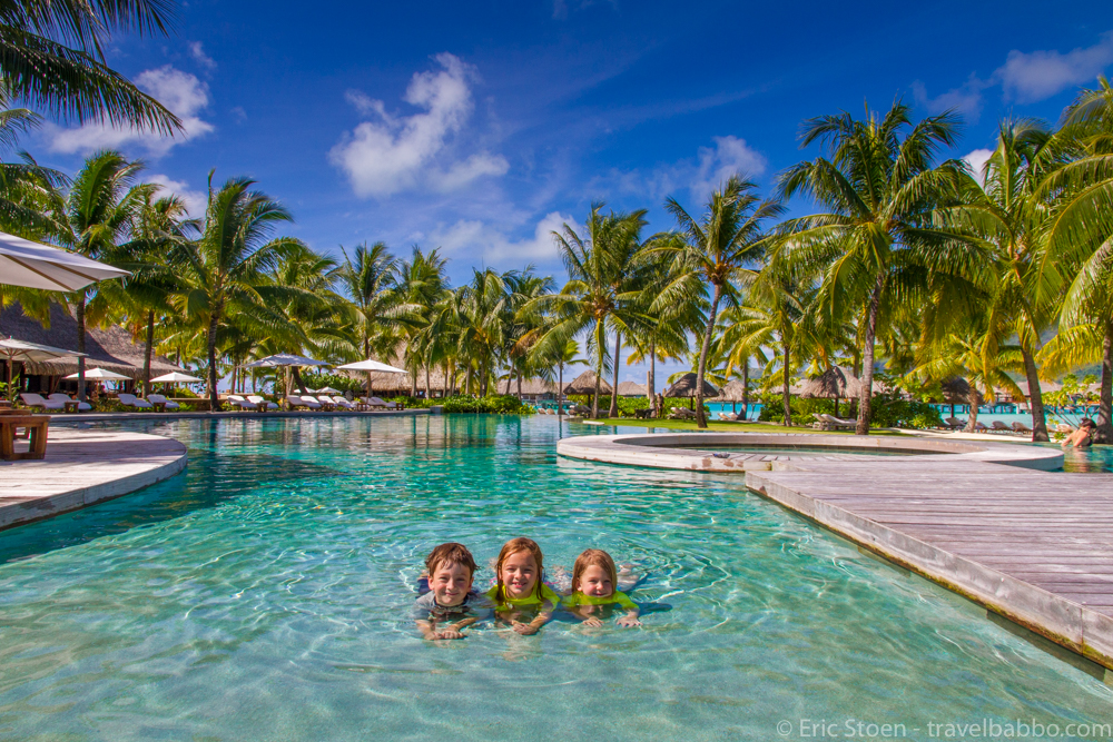 Kid-friendly hotels - The Four Seasons Bora Bora is a honeymoon destination, but the pool couldn't have been more kid-friendly.