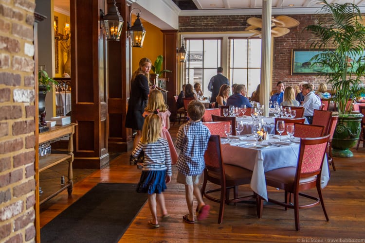 Charleston with Kids: Being seated at High Cotton