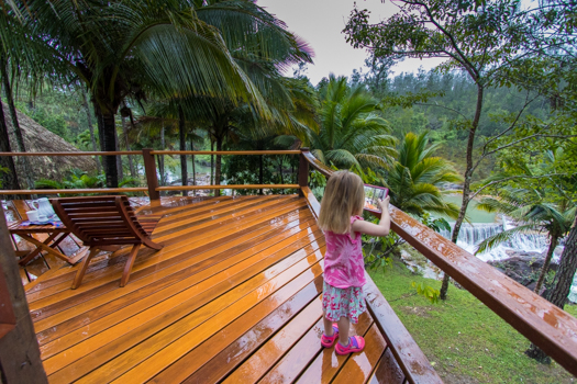 Belize with Kids - Our cabana at Blancaneaux Lodge, overlooking a waterfall