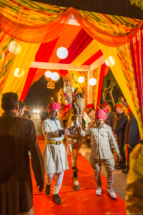 Indian Wedding - The Baraat - the arrival of the groom on horseback
