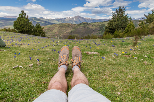Catalonia, Spain with Kids - Our picnic spot along the Camí de la Retirada between Coll d’Ares and Molló. My awesome shoes (since everyone asks) are from Forsake.
