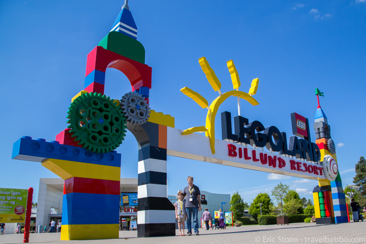 LEGO Inside Tour - The entrance to LEGOLAND Billund. We were re-creating the same photo we took six years earlier.