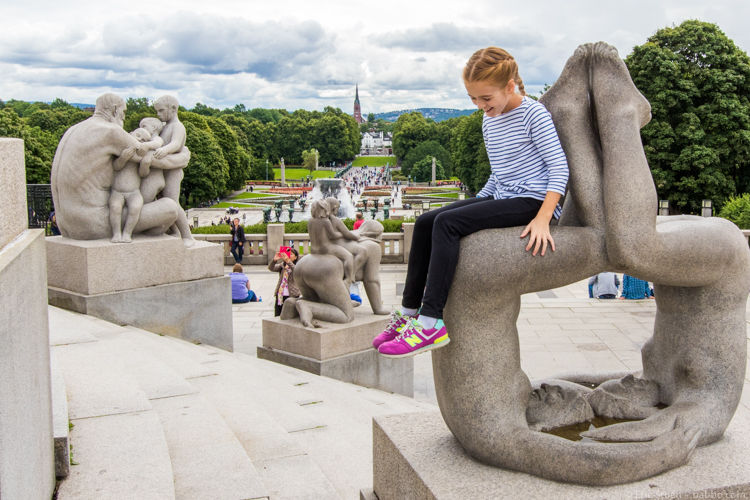Oslo with kids - Enjoying Vigeland's statues at Frogner Park