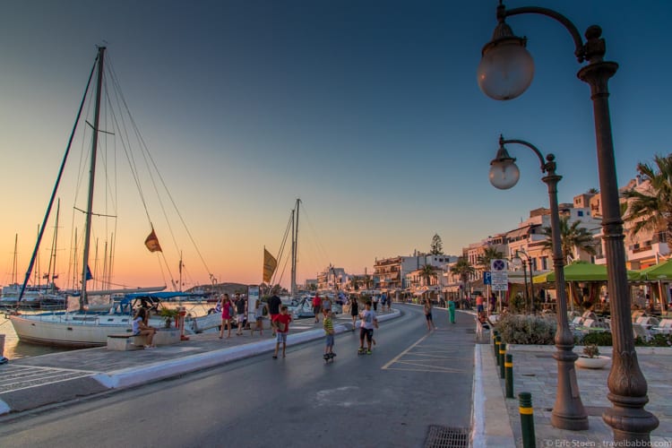 Greece with kids: Evening in Naxos Town