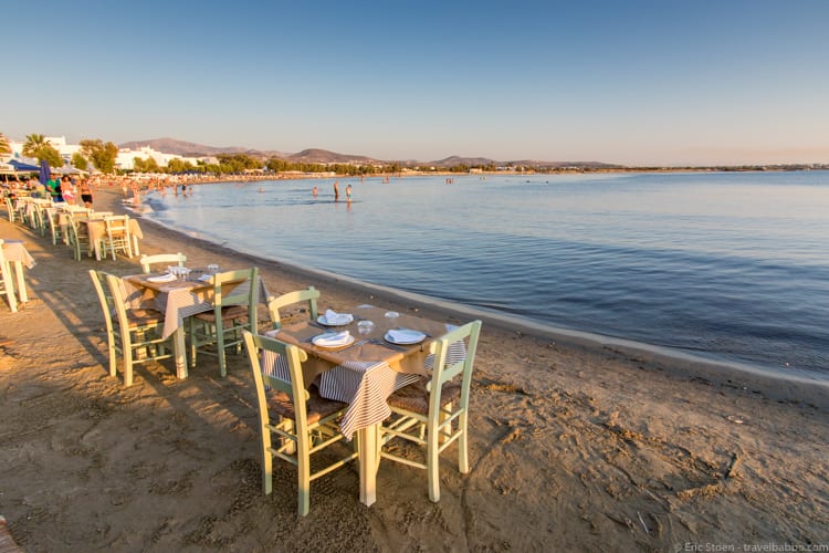 Greece with kids: Nissaki Beach Restaurant on St. George Beach
