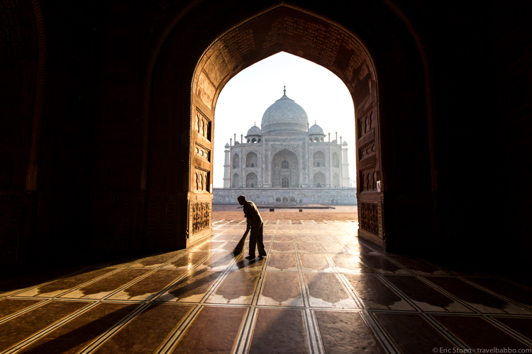 Places to visit in India - From inside the mosque, with only the sweeping caretaker around