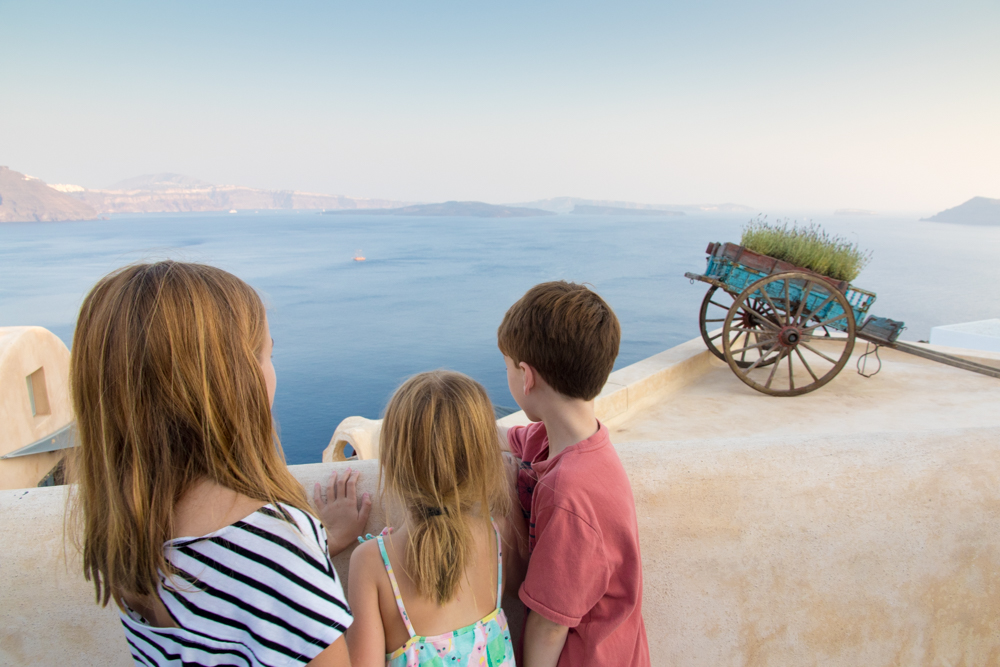 Giving the gift of travel: My kids in Santorini