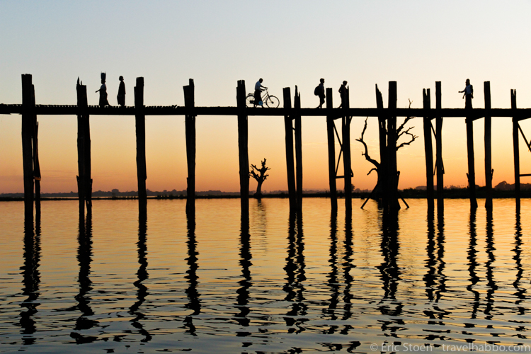 Places to go in Burma: Silhouettes post-sunset at U Bien Bridge
