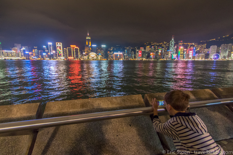 48 hours in Hong Kong: Standing in Kowloon looking across Hong Kong Harbor to Hong Kong Island