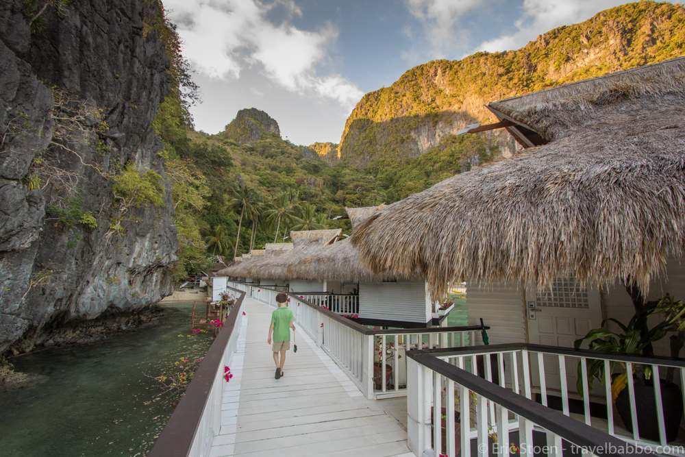 Palawan with kids - The front side of the overwater bungalows