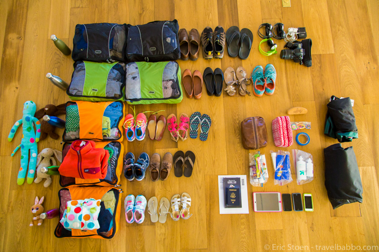 Favorite travel products - How we packed two years ago for a Disney cruise and several weeks in Europe. The packing cubes help limit what each person can take. 