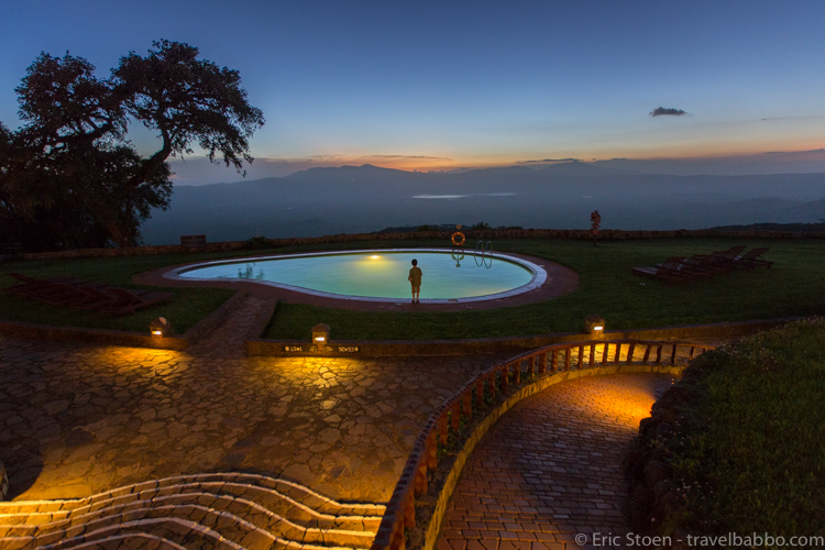 Africa with kids - Sunset at the Ngorongoro Sopa Lodge
