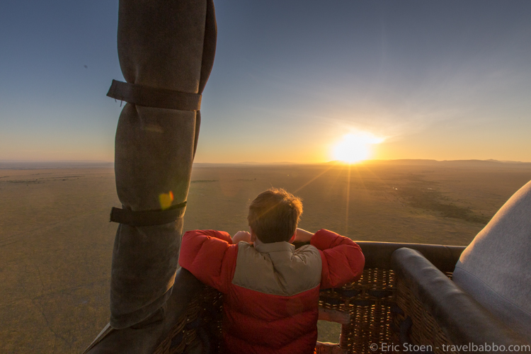 African Family Safari - Watching the sunrise from a hot air balloon over the Maasai Mara