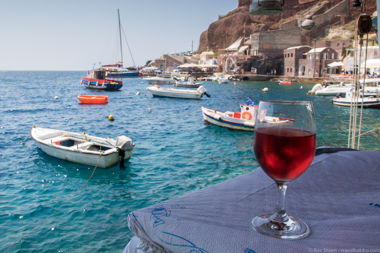 Bucket list destinations - A glass of rose at Dimitris Ammoudi Taverna