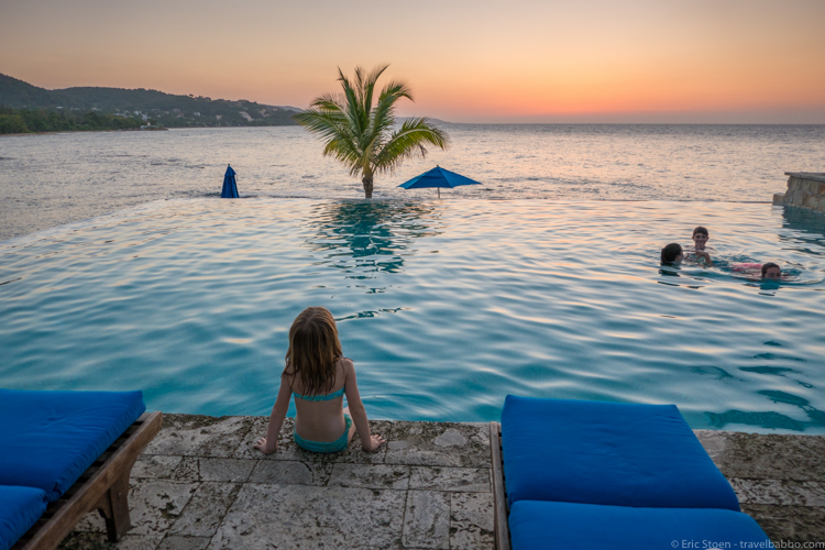 Jamaica with kids - Post-sunset at the pool