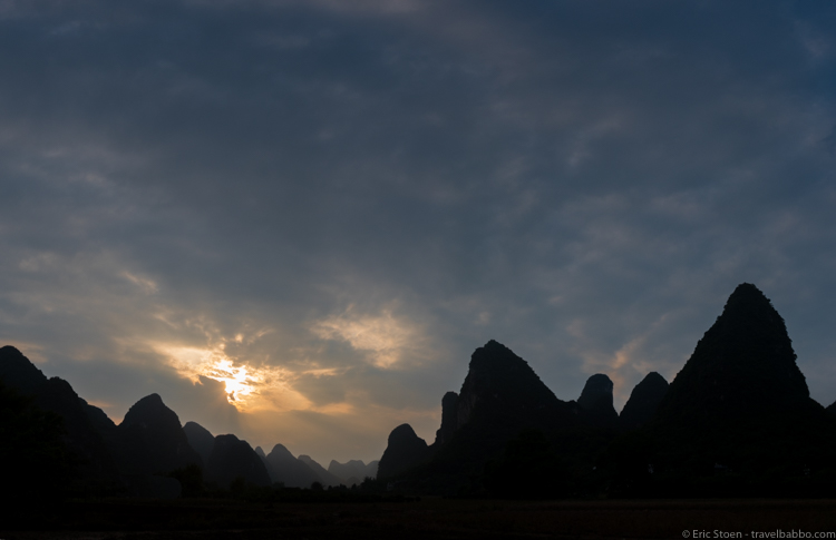 China: Sunset just outside of Yangshuo 
