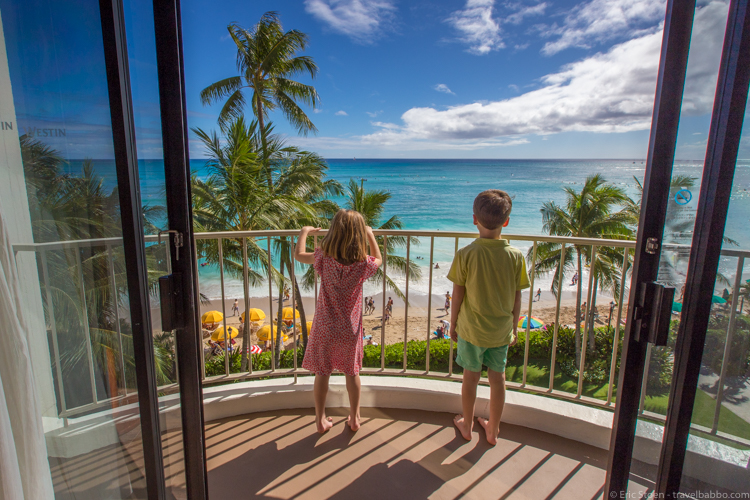 Oahu Hawaii with kids - Enjoying the view right after we arrived at the room