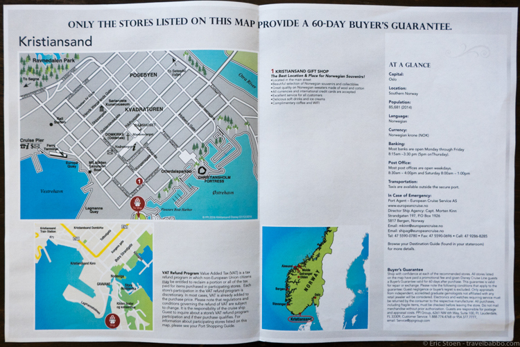 Disney Cruises - The Disney Magic Port Map for Kristiansand, Norway