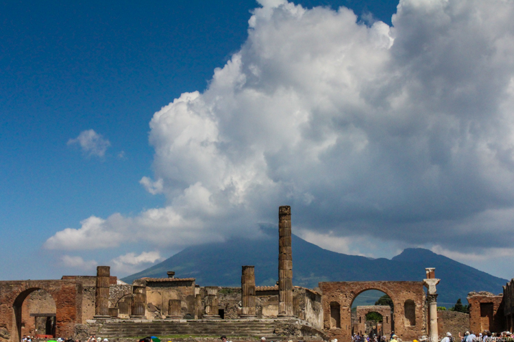 Disney port excursions - Pompeii, Italy, with Mount Vesuvius in the background