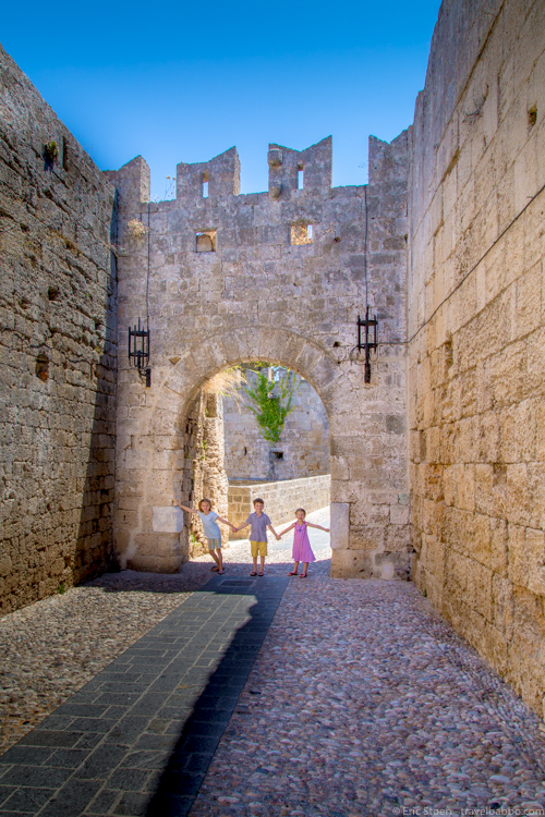 Disney port excursions - At the palace gate in Rhodes