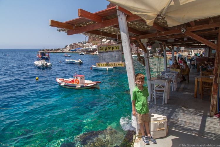 Disney port excursions - At Dimitris Ammoudi Taverna in Santorini