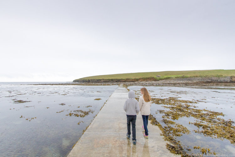 Disney port excursions - Walking out to the Brough of Birsay on the sidewalk that appeared as the tide receded 