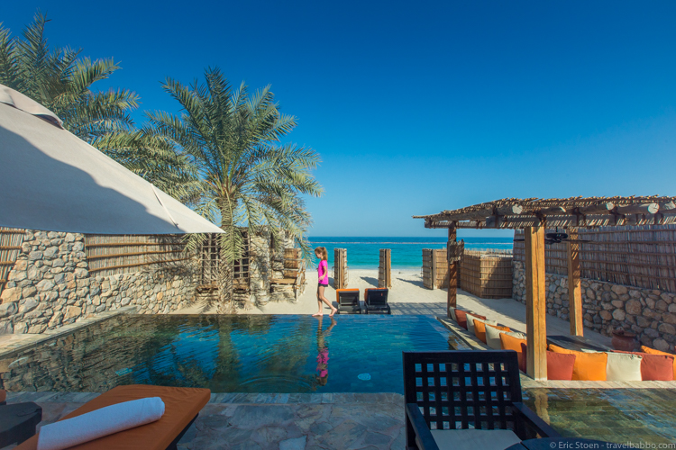 Around the world with kids - Our villa at Six Senses Zighy Bay