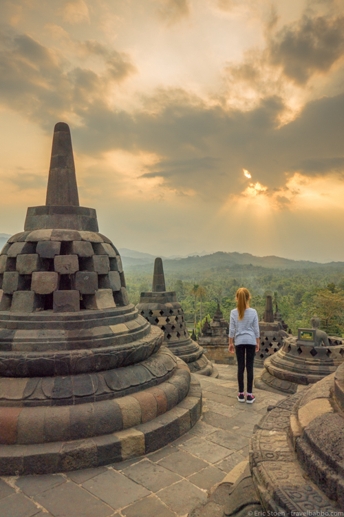 Around the world with kids - Late afternoon at Borobudur