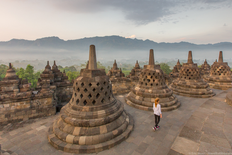 Around the world with kids - Morning at Borobudur