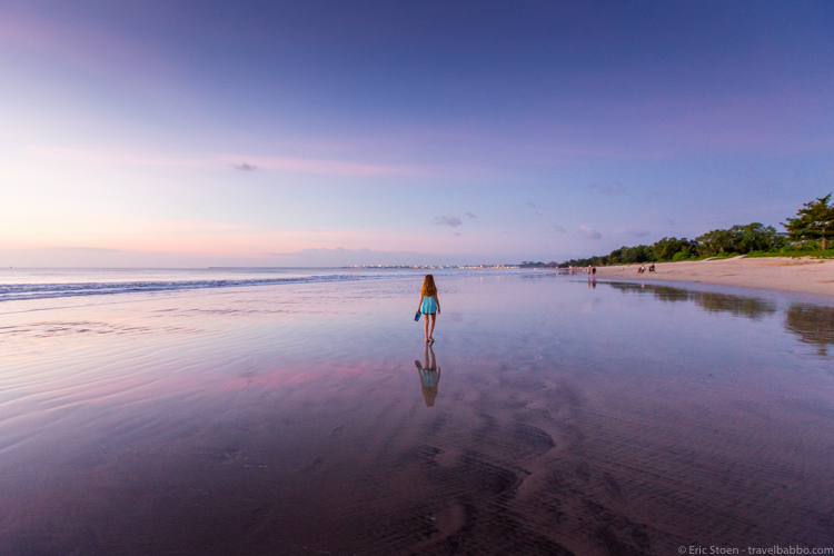 Around the world with kids - Sunset at Jimbaran Beach