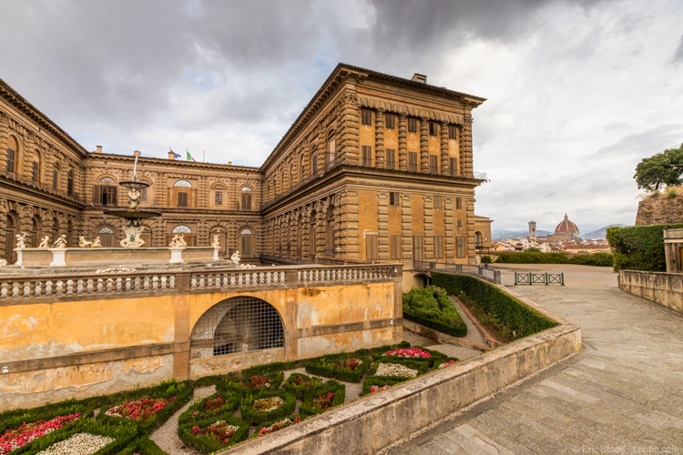 A week in Florence: At empty Pitti Palace at the front of Boboli Gardens 