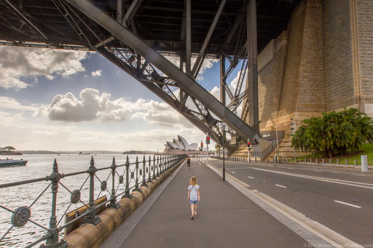 Sydney with kids - Walking towards Circular Quay from the Pier One hotel