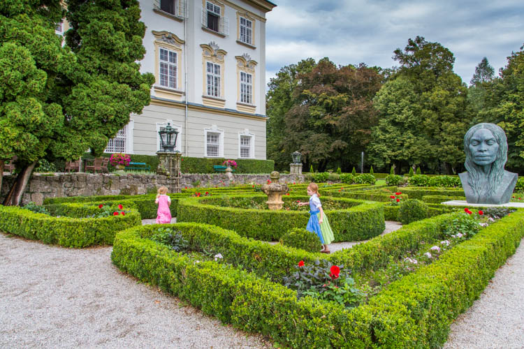Kid-Friendly European Cities - Salzburg - Playing in the gardens of Hotel Schloss Leopoldskron