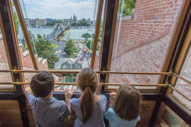 Kid-friendly European cities: On the Castle Hill Funicular, overlooking the Chain Bridge