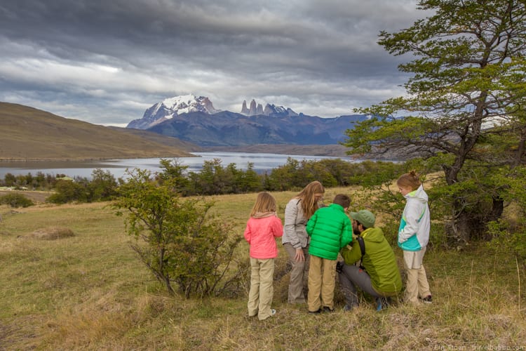 Patagonia with kids: Filipe from Tierra Patagonia teaching the kids about plants that are able to create their own microclimates. Travel really is the best education! 