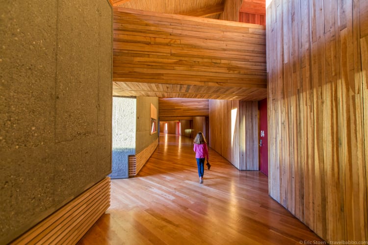 Patagonia with kids: I loved the feel of the hotel. This is the hallway to our rooms. 