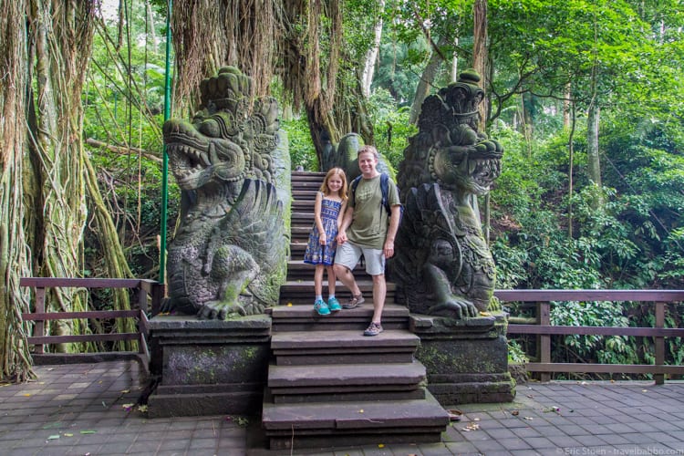 Family travel tradition: In Bali's Monkey Forest (9 years old) 