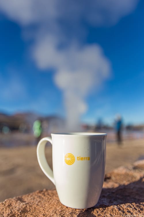 Atacama Desert with Kids - Coffee with geyser steam at El Tatio! 