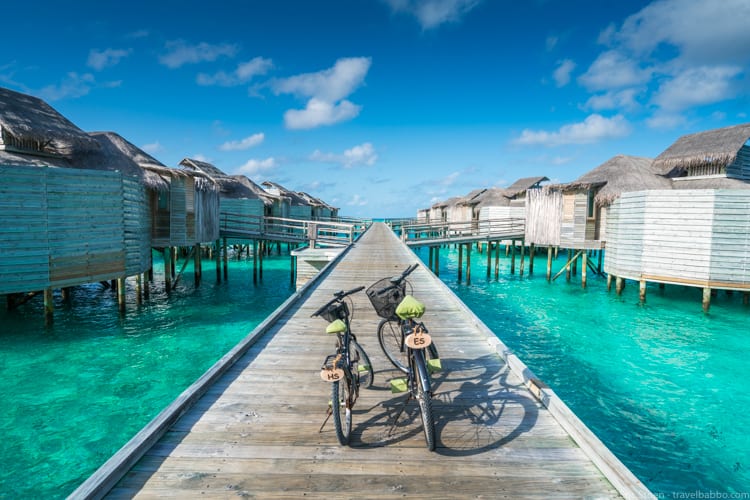 Six Senses Laamu - The bicycles waiting for us at our villa, with custom plates