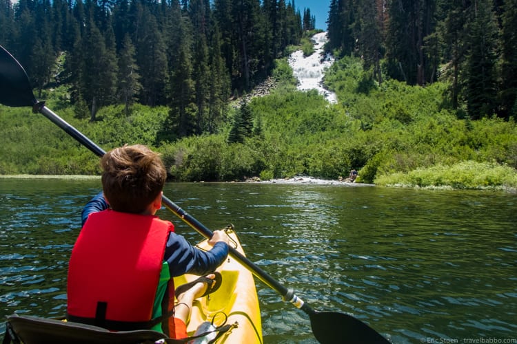 Mammoth Lakes with Kids - Kayaking to Twin Falls