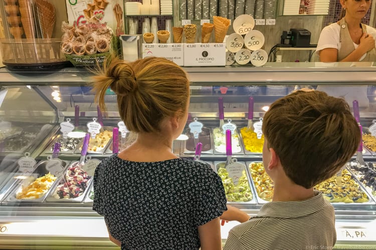 Travel advice: The kids' favorite time to use their Italian was when ordering gelato! This was on our artisan gormet gelato stroll with Curious Appetite. 