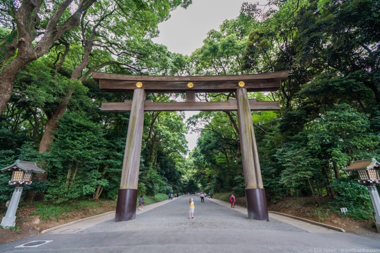 Tokyo with Kids - A torii gate near Meiji Shrine