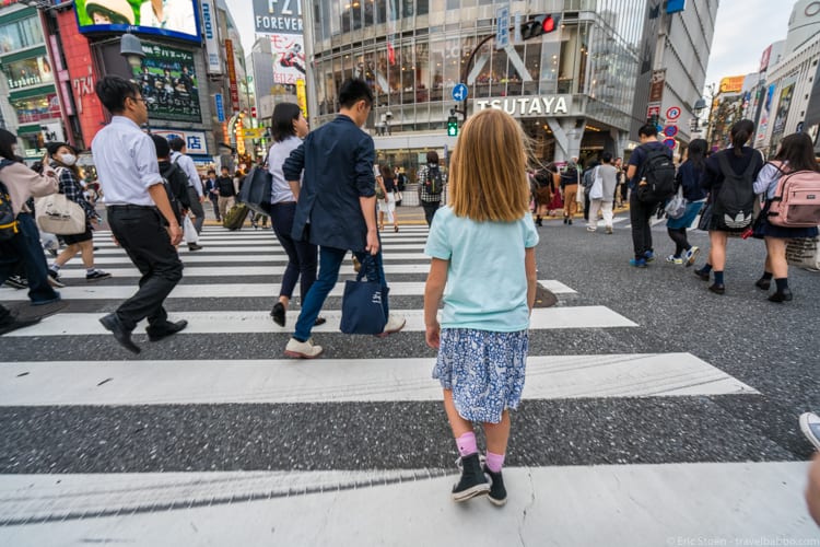 Tokyo with Kids - The Shibuya crossing. Starbucks is across the street. 