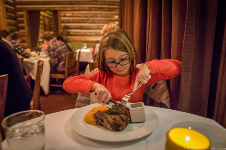 Jackson Hole with Kids: A bison steak at Snake River Grill