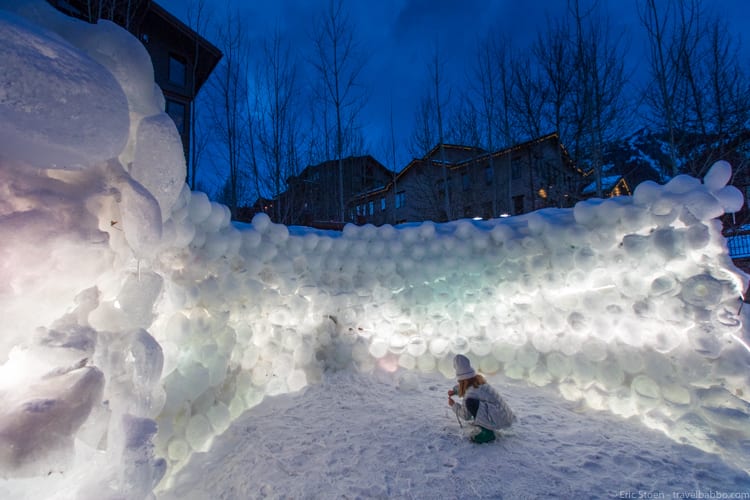 Jackson Hole with Kids: Making mini-snowmen in Teton Village 