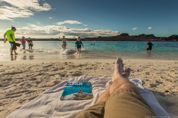 Galapagos with Kids - Relaxing on the beach