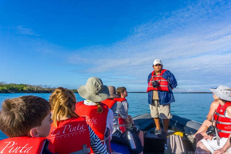 Galapagos with Kids - On our panga in Eden Islet