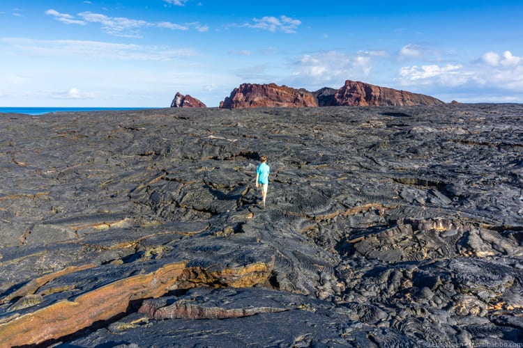 Galapagos with Kids - Hiking over lava on Santiago Island